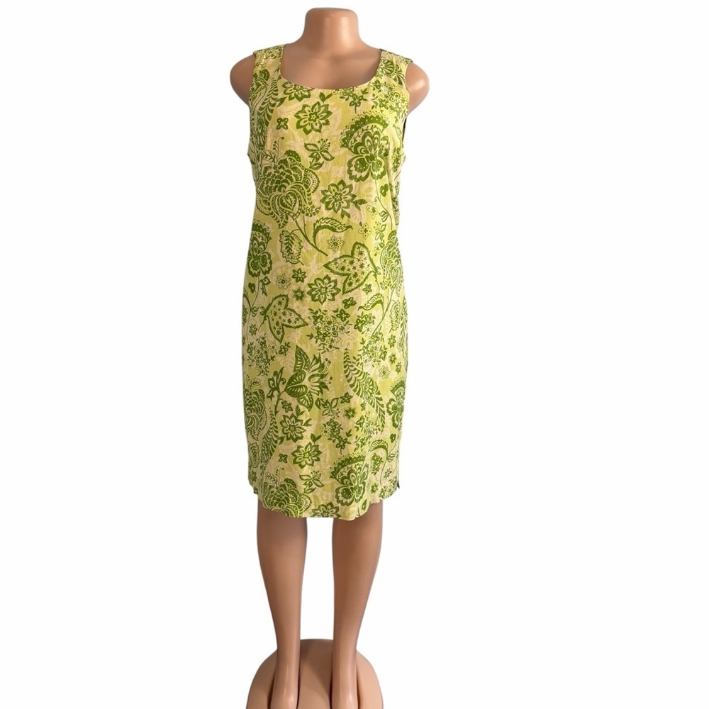 Charter Club Lime Green Silk Shift Dress Floral Print - Picture 2 of 9